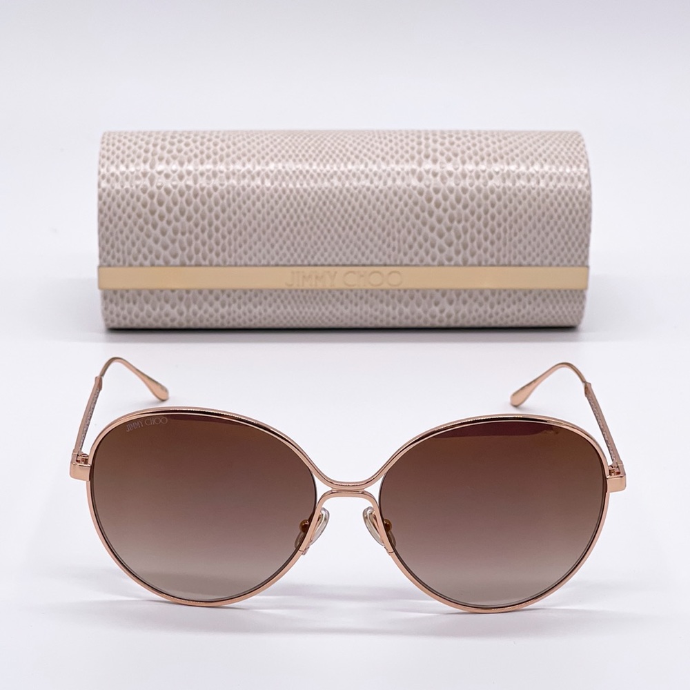 NEW JIMMY CHOO NEVA/F/S BKUJ ROUND GOLD SUNGLASSES